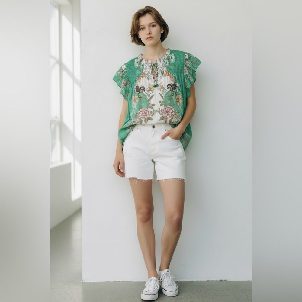Rose & Olive Green Floral Blouse XL